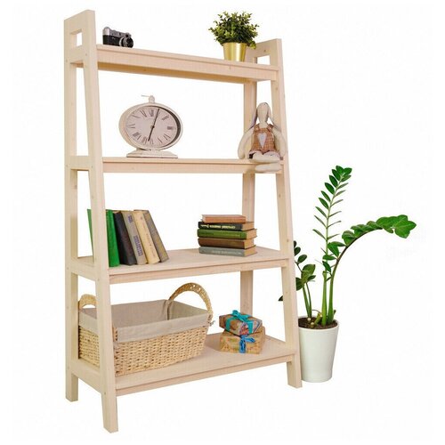 Стеллаж - этажерка широкая, 4 полки, 1490х900х416мм, деревянная (Стиль 