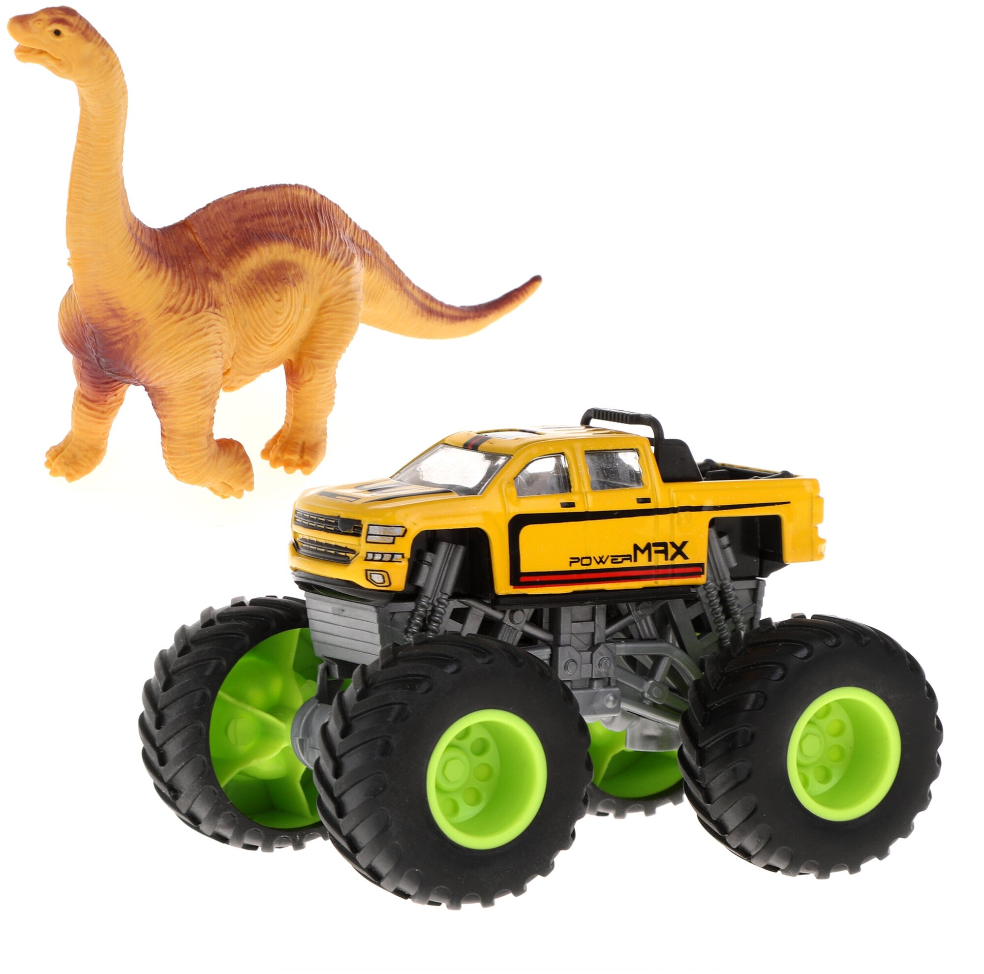 Машинка для мальчиков металлическая Монстр трак с фигуркой динозавра в комплекте