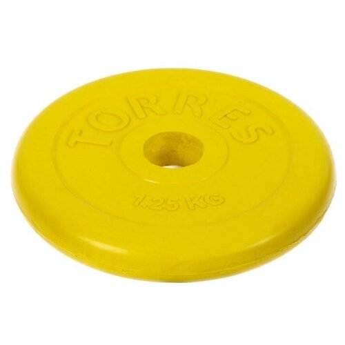 фото Диск обрезиненный torres 1,25 кг, d=25мм, металл в резиновой оболочке, цвет жёлтый