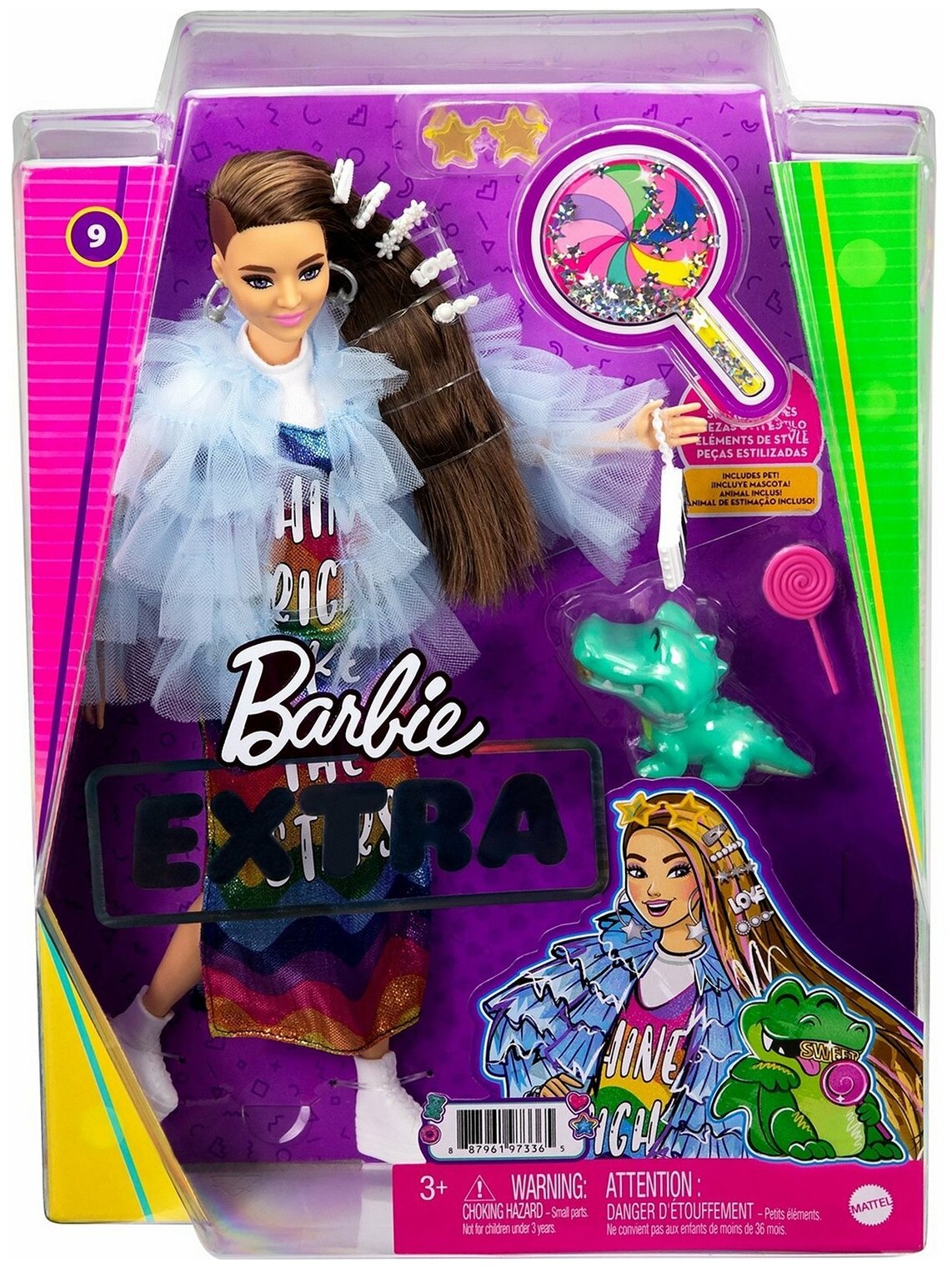 Кукла Barbie Extra в радужном платье, GYJ78