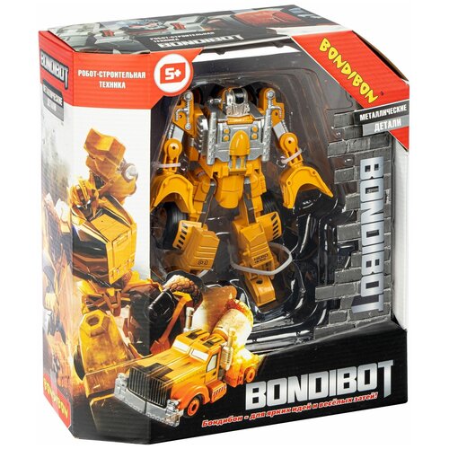 Трансформер 2в1 BONDIBOT робот-строит. техника ( трактор с ковшом), метал. детали, Bondibon BOX 21,5