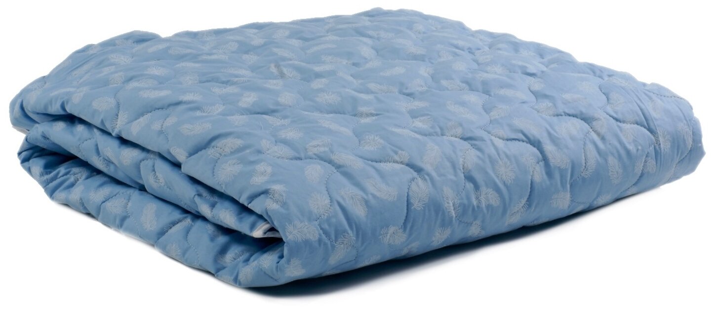 Одеяло стеганое с наполнителем лебяжий пух, голубой ; Размер: 2.0 - фотография № 1