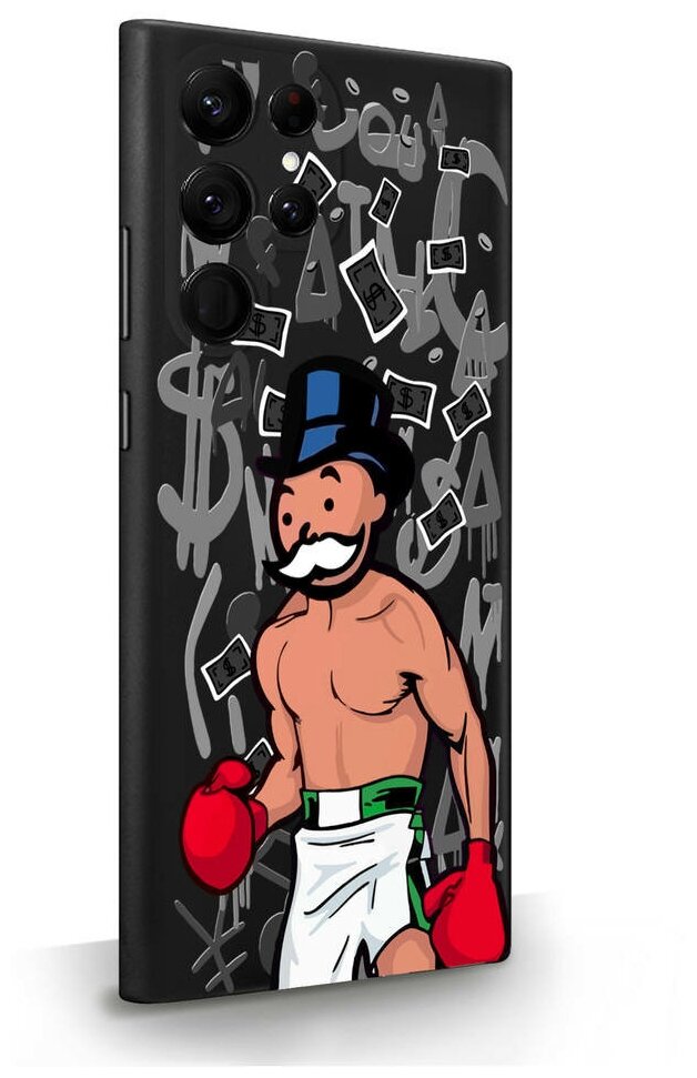 Черный силиконовый чехол MustHaveCase для Samsung Galaxy S22 Ultra Monopoly Boxing Монополия Боксер для Самсунг Галакси С22 Ультра