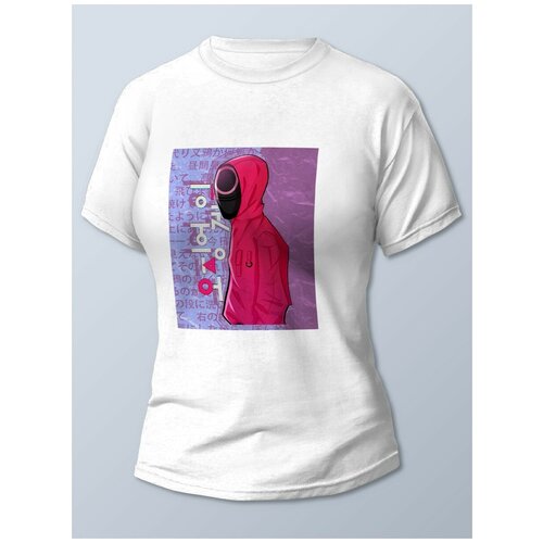 фото Футболка женская белая сериалы игра в кальмара (игра в кальмара, squid game) - 21792 brut-shop