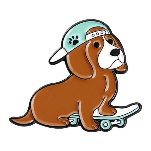 Значок Bag&You металлический "Собачка на скейте"