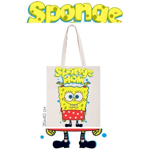 фото Сумка-шоппер coolpodarok "прикол. семья. sponge mom. спэнч боб мама"