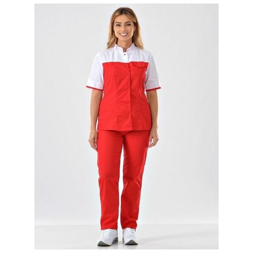 фото Костюм медицинский женский "марго" 107.1.31 (38/белый/красный/тиси люкс) medicalwear