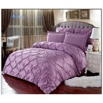 Комплект постельного белья E-shine Шелк, Евро, фиолетовый - изображение