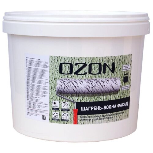 Декоративное покрытие OZON Шагрень-Волна Фасад (ВД-АК-171), белый, 15 кг, 9 л