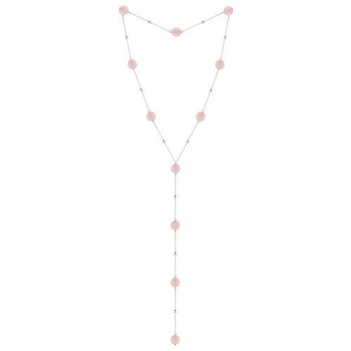 Колье Alerie Accessories, кварц, длина 66 см, розовый длинный серебряный сотуар на спину с авантюрином