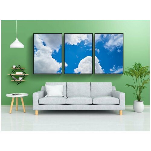 фото Набор модулных постеров для интерьера "облачно, синий, сочинение" 60x90 см. в тубусе, без рамки lotsprints