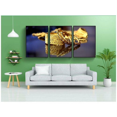 фото Набор модулных постеров для интерьера "индийский, золото, ювелирные изделия" 60x90 см. в тубусе, без рамки lotsprints