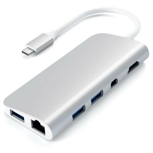 USB-концентратор Satechi Aluminum Type-C Multimedia Adapter Серебристый адаптер satechi type c to gigabit ethernet поддержка 10 100 1000mbps ethernet цвет серебряный