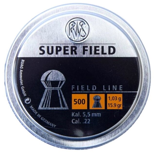 Пули для пневматики RWS Super Field 5,5мм 1,03г (500шт)