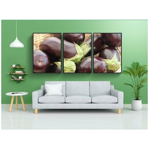 фото Набор модулных постеров для интерьера "баклажан, овощ, овощи" 60x90 см. в тубусе, без рамки lotsprints