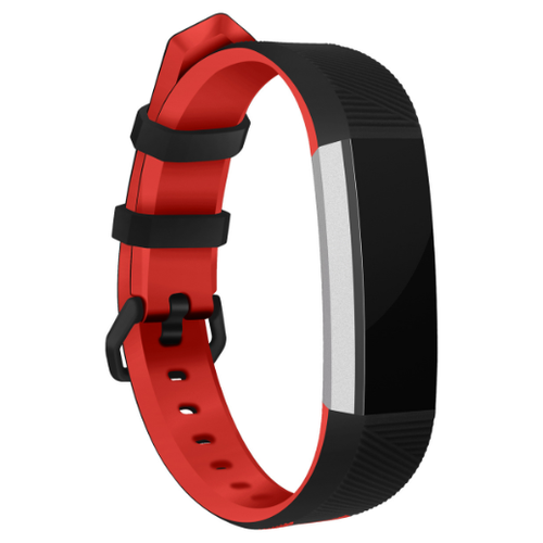 фото Сменный ремешок браслет mypads из гипоаллергенного силикона для фитнес-браслета fitbit alta с спортивным дизайном черно-красный