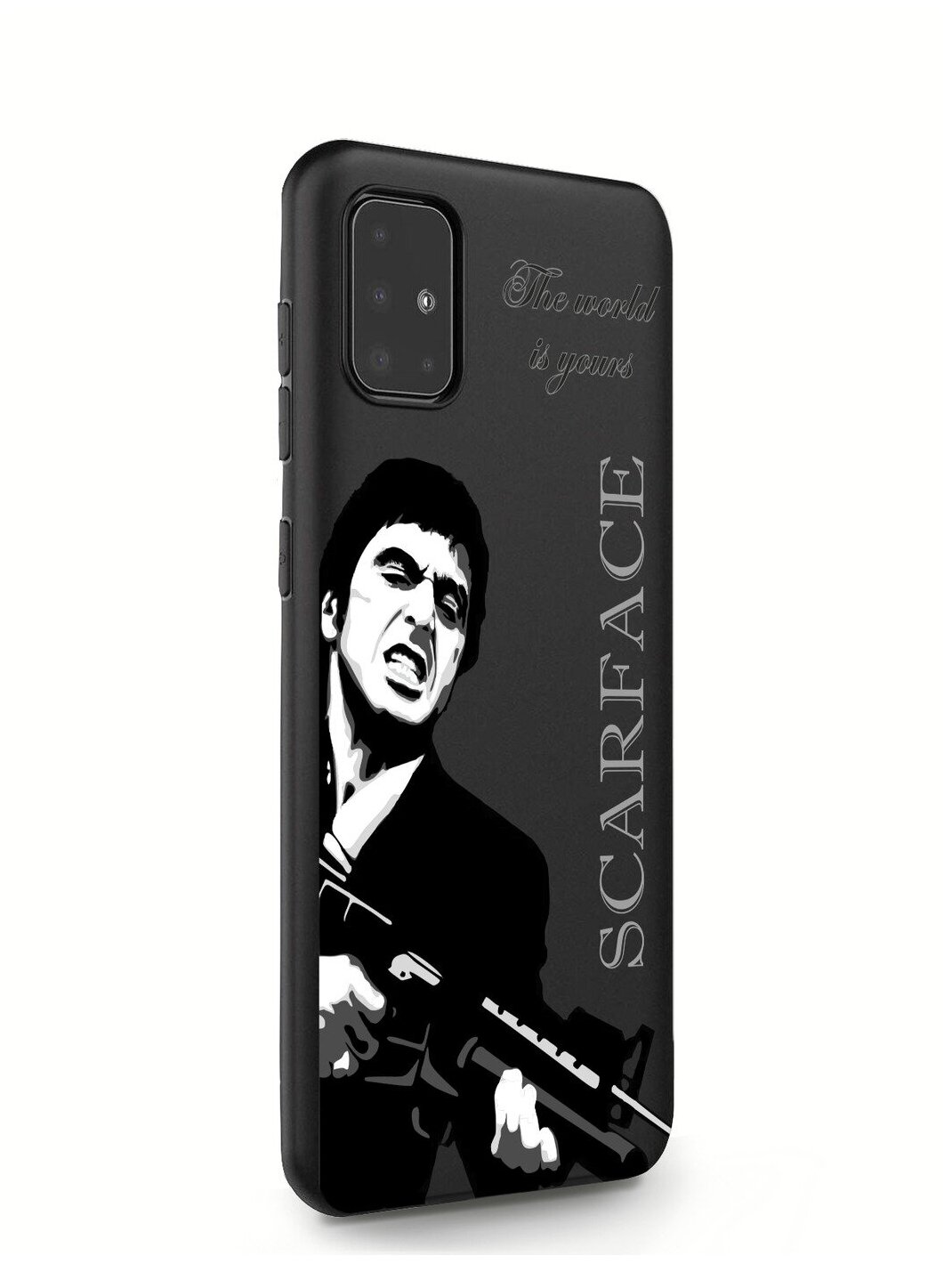 Черный силиконовый чехол MustHaveCase для Samsung Galaxy A51 Scarface Tony Montana/ Лицо со шрамом для Самсунг Галакси А51 Противоударный