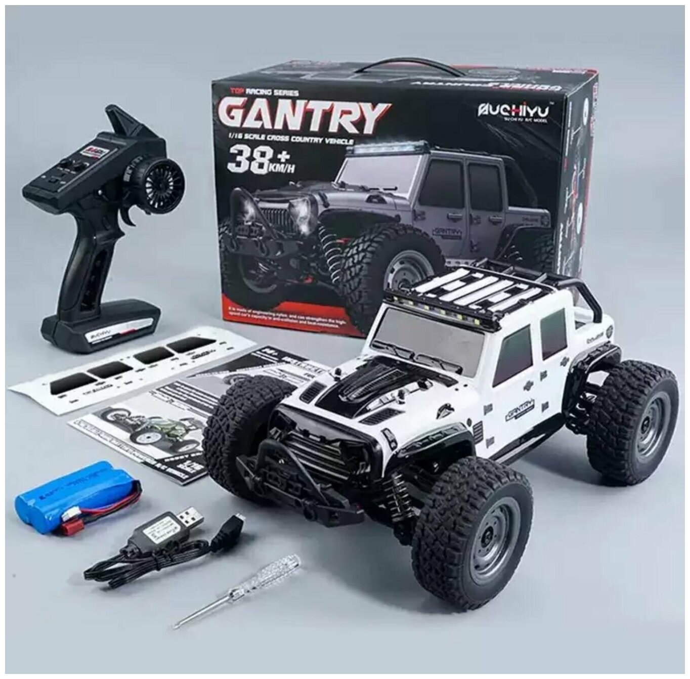 Машинка джип на пульте радиоуправления GANTRY RTR 4WD LED 1:16 2.4G Белый