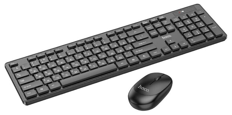 Беспроводная мембранная клавиатура с мышкой Hoco GM17 Wireless Business Keyboard and Mouse Set (русские буквы), черный