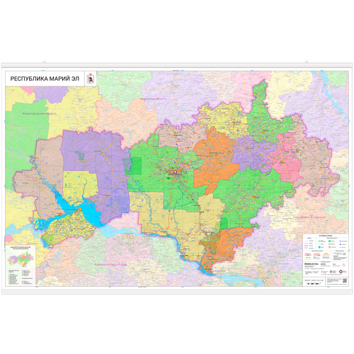 Настенная карта Республики Марий Эл 151 х 96 см (с подвесом)