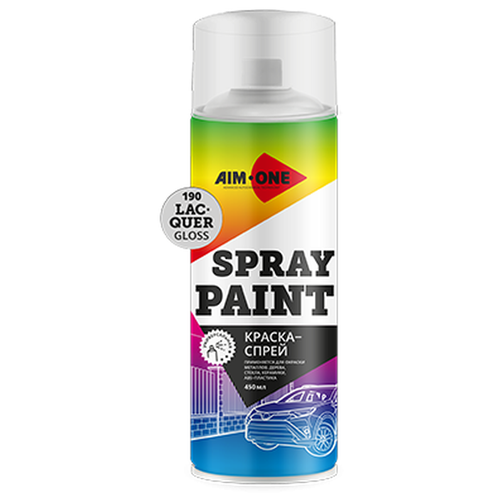 Краска-спрей лак глянцевый Spray paint lacquer gloss AIM-ONE 450 мл (аэрозоль) SP-GL190