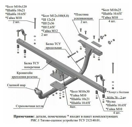 Фаркоп Трейлер на Лада Нива 2121 2131 Урбан 1977- арт:212140.01