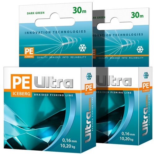 фото Плетеный шнур pe ultra iceberg 0,16mm 30m, набор 2шт aqua
