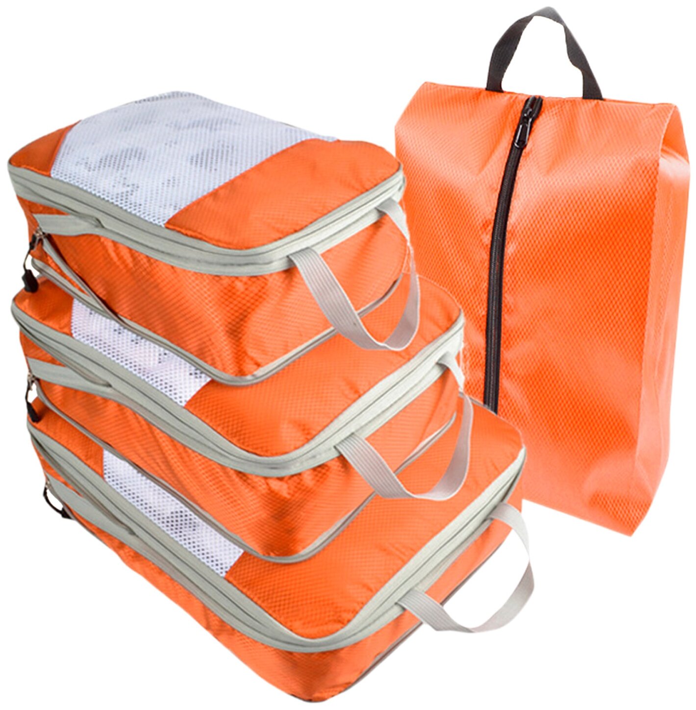 Набор органайзеров из водоотталкивающего материала для багажа и обуви, 4 шт, цвет оранжевый