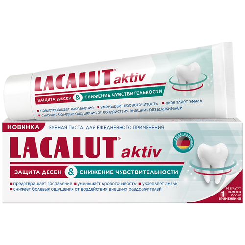 Купить Зубная паста LACALUT Aktiv защита десен и снижение чувствительности, 75 мл, 65 г
