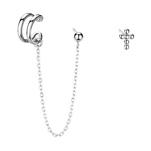 Моносерьга крестик/асимметричные серьги-гвоздики