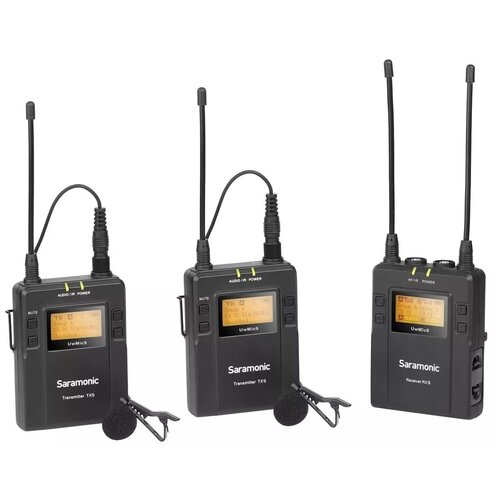 Петличная радиосистема двухканальная Saramonic UwMic9 TX9+TX9+RX9 радиосистема saramonic uwmic9 tx9 sprx9 петличная с 1 передатчиком и 1 приемником с держателем смартфона