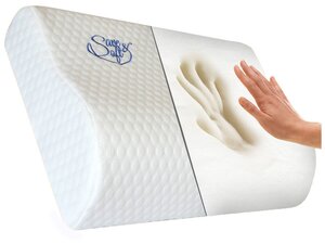 Фото Ортопедическая подушка SAVE&SOFT для сна с валиками 50х30 классическая с эффектом памяти, Memory Foam для шеи и головы, высота 10 см