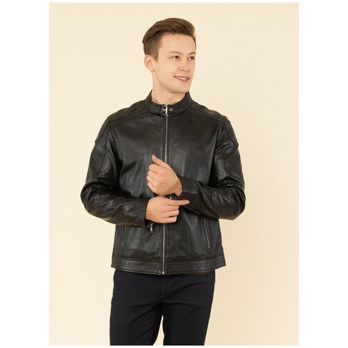 фото Кожаная куртка 260, каляев, размер 56, черный