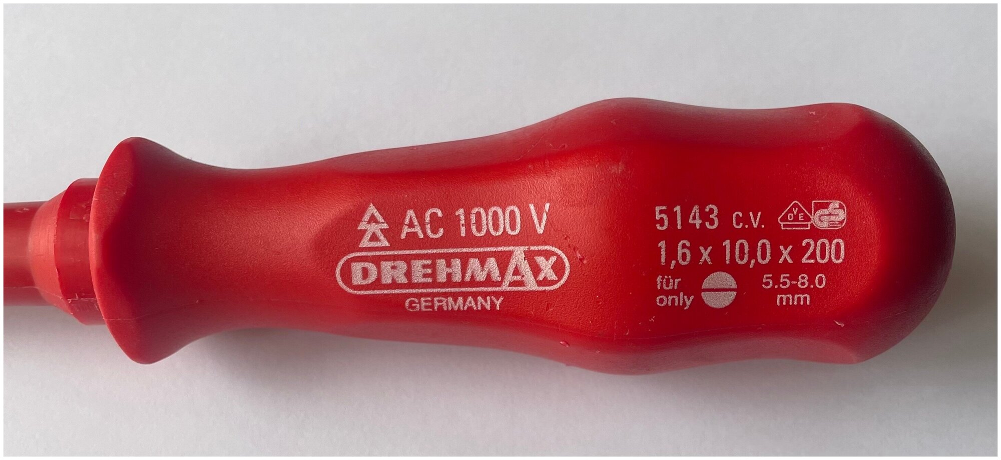 фото Отвертка плоская, DREHMAX 1.6 x 10/0 x 200 диэлектрическая до 1000V