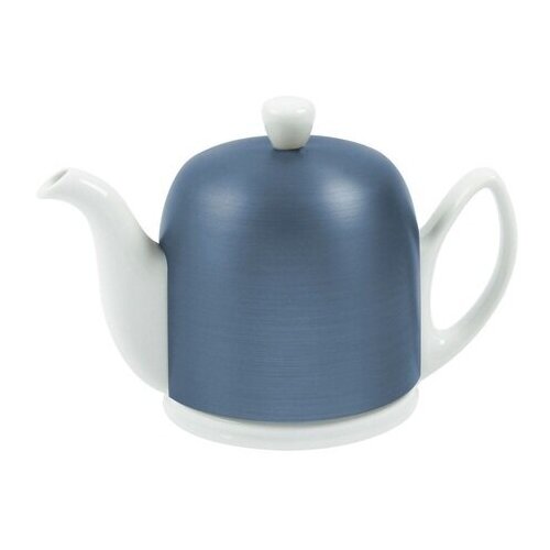 фото Фарфоровый белый заварочный чайник на 4 чашки, с синий алюминиевой крышкой. salam white 225358 , 700 мл, degrenne degrenne 