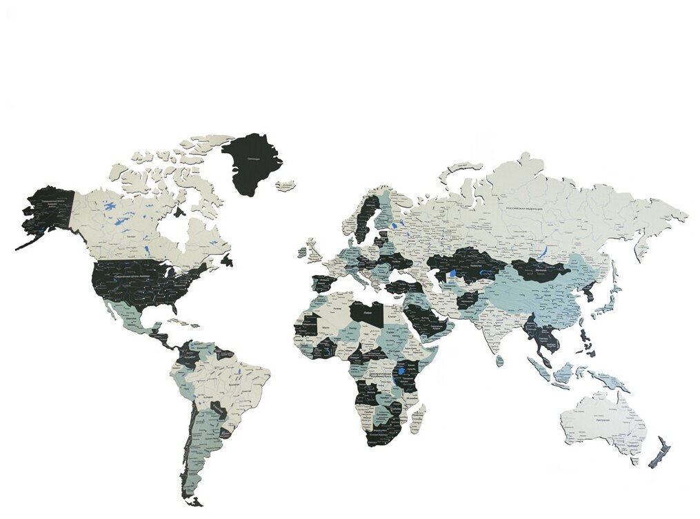 Карта мира настенная, iStolarka, Цвет номер 2, размер 140х80 см, язык наименований русский, Карта мира из дерева , Декор на стену
