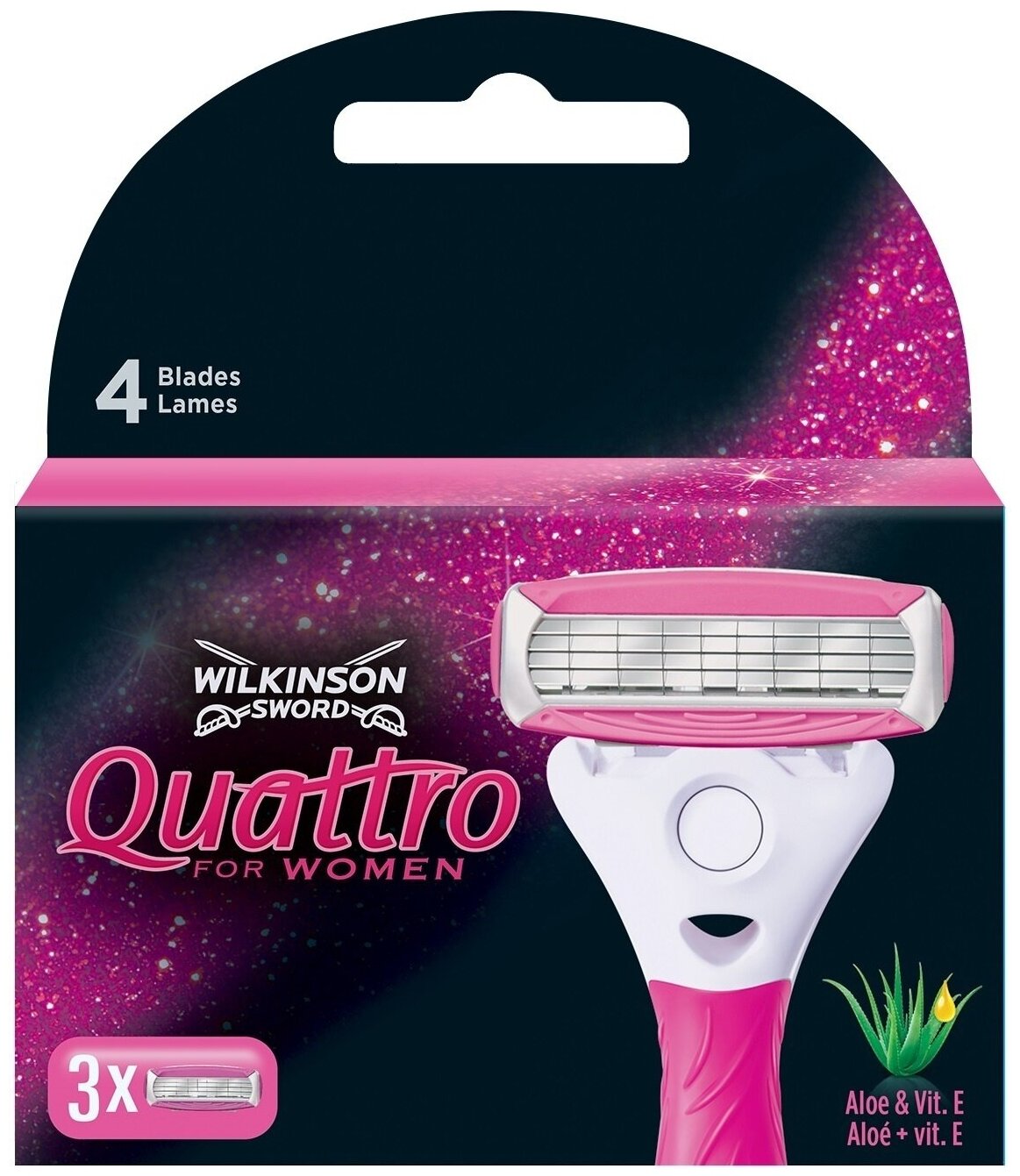 Wilkinson Sword / Schick Quattro for Women Sensitive, Сменные кассеты для бритвы, 3 шт.