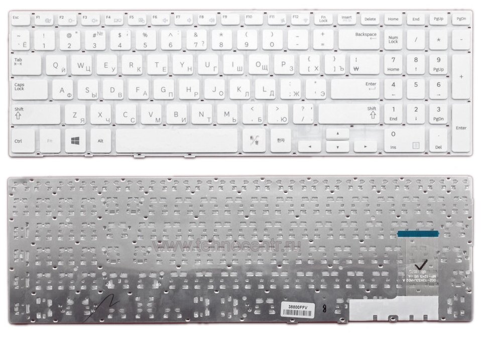 Клавиатура для ноутбука Samsumg 370R5E-S0B белая без рамки