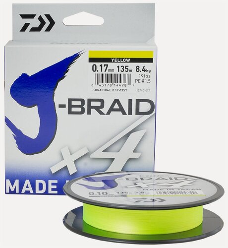 Изображение товара DAIWA Леска плетеная "J-Braid X4" 0,21мм 135 (желтая)
