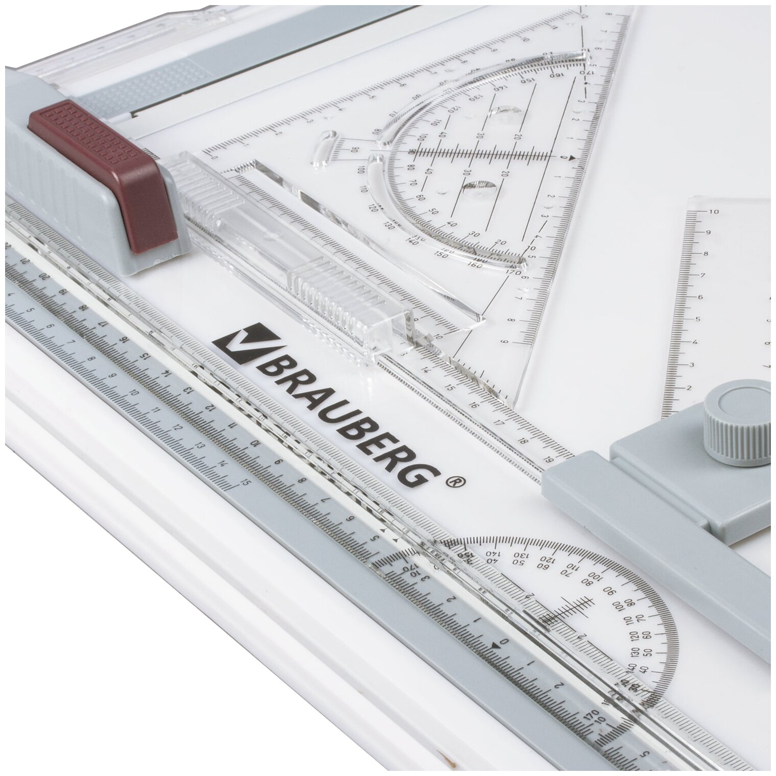 Доска чертежная Brauberg А3, 505х370 мм, с рейсшиной, треугольником и чертежным узлом (210536) - фото №3