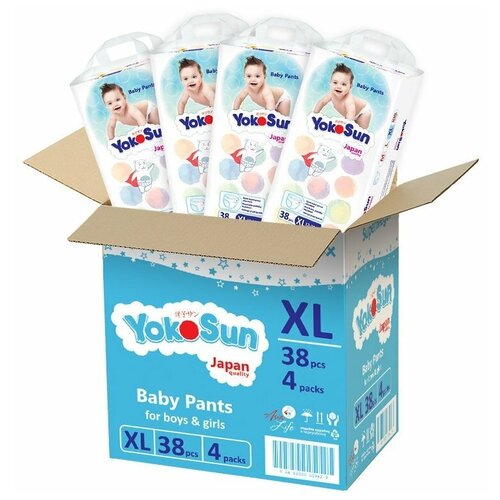 YokoSun трусики XL (12-20 кг), 38 шт., 4 уп.