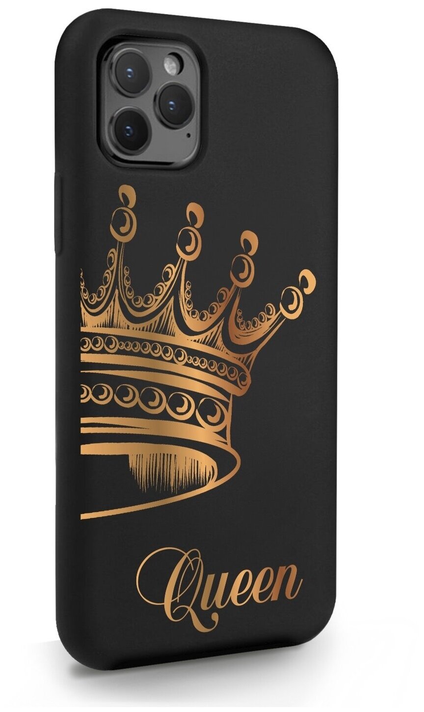 Черный силиконовый чехол MustHaveCase для iPhone 11 Pro Парный чехол корона Queen для Айфон 11 Про