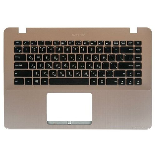 Клавиатура для ноутбука Asus X442UA-1C с топкейсом, светло-бронзовая панель, черные кнопки клавиатура для ноутбука asus t300fa 1a с топкейсом серебристая панель чёрные кнопки 90nb0531 r31ru0