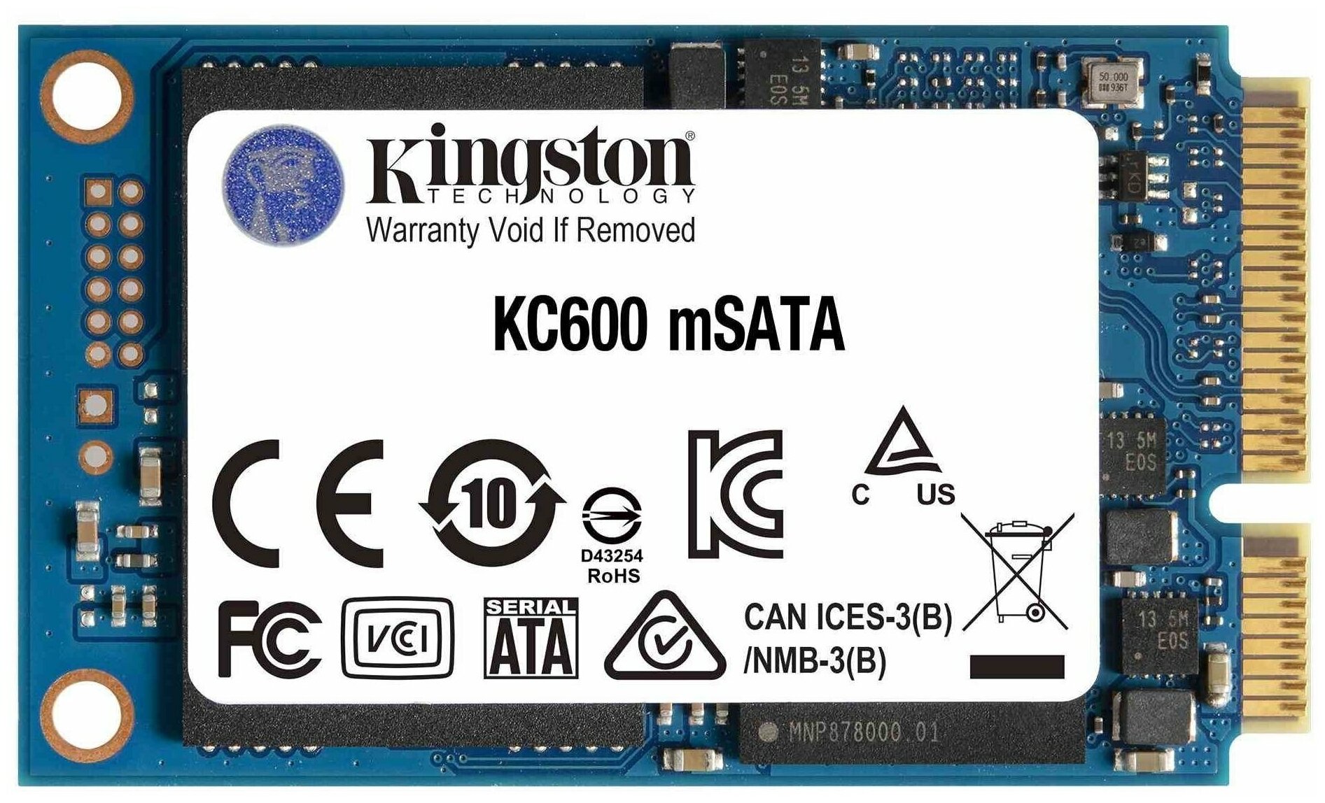 SSD mSATA Kingston 512Gb KC600 Series (SATA3 up to 550/520Mbs 90000 IOPS 3D TLC SM2259)