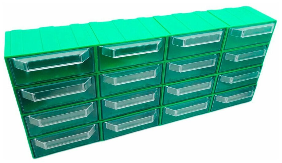 Система хранения Rezer/сборный органайзер/ящик для хранения 16 ячеек, зеленый