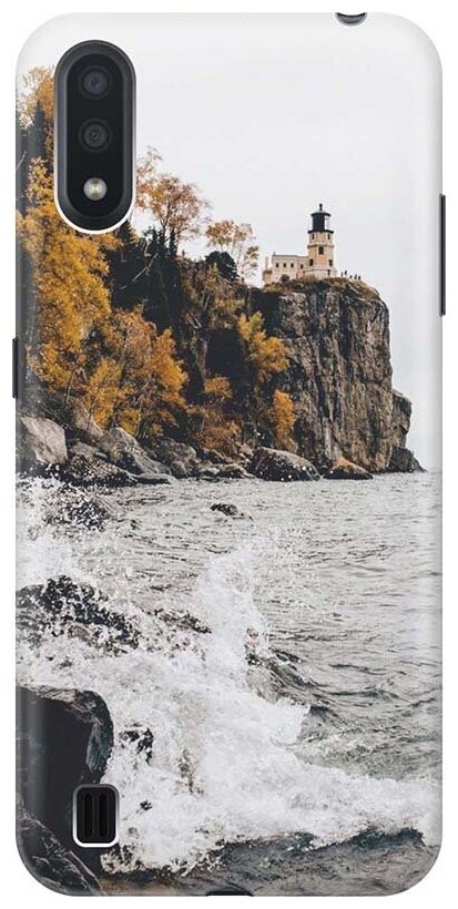 Ультратонкий силиконовый чехол-накладка для Samsung Galaxy A01 с принтом "Северный маяк"