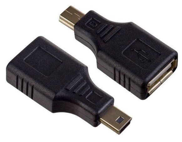 Переходник Perfeo A7016, USB-MiniUSB, чёрный, позолоченные контакты — фото 1