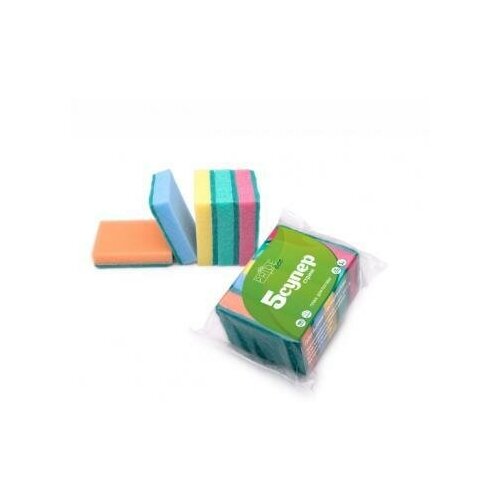 Губка бытовая с чистящим слоем 5шт 