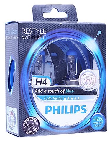 Лампа PHILIPS H4 12342 CVPB 12V 60/55W синяя PHILIPS-12342CVPBS2