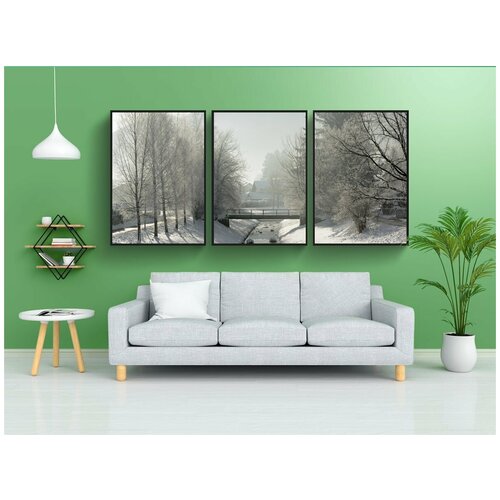 фото Набор модулных постеров для интерьера "пейзаж, зима, снег" 60x90 см. в тубусе, без рамки lotsprints